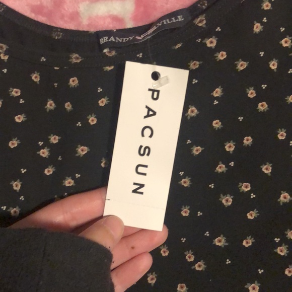 Brand New Brandy Melville Black Dress With Flowers - Picture 6 of 8